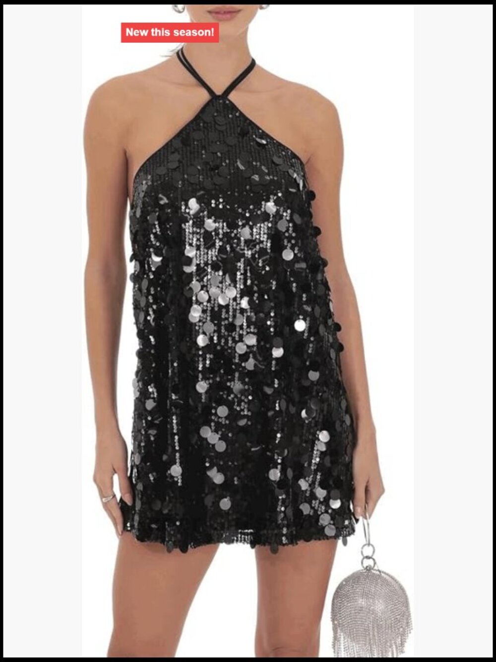 Sequin Halter Neck Mini Dress Backless Sparkly Party Club Dress